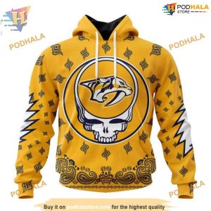 Custom Grateful Dead Design NHL Nashville Predators Hoodie 3D