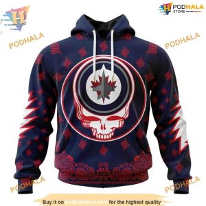 Custom Grateful Dead Design NHL Winnipeg Jets Hoodie 3D Shirt