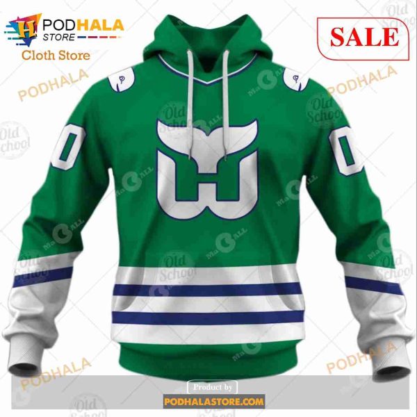 Custom Hartford Whalers Carolina Hurricanes Vintage NHL Green Sweatshirt Hoodie 3D