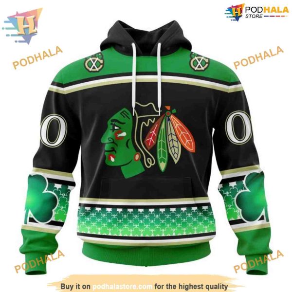 Custom Hockey Celebrate St Patricks Day NHL Chicago Blackhawks 3D Hoodie