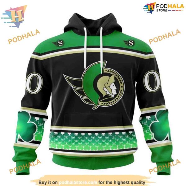 Custom Hockey Celebrate St Patrick’s Day NHL Ottawa Senators Hoodie 3D