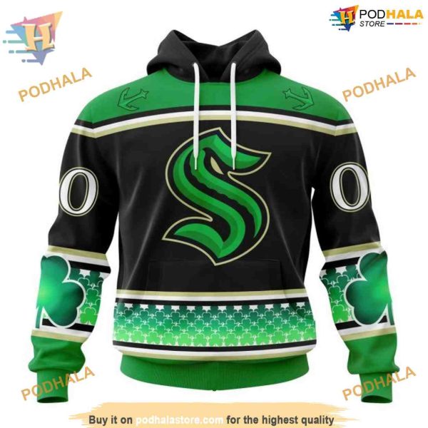 Custom Hockey Celebrate St Patrick’s Day NHL Seattle Kraken Hoodie 3D