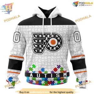 Custom Hockey Fights Against Autism NHL Philadelphia Flyers Hoodie 3D