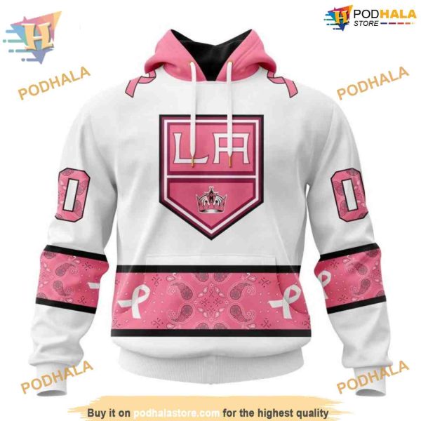 Custom IN OCTOBER WE WEAR PINK BREAST CANCER NHL Los Angeles Kings Hoodie 3D