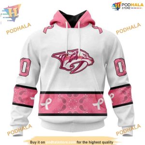 Custom IN OCTOBER WE WEAR PINK BREAST CANCER NHL Nashville Predators Hoodie 3D