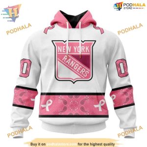 Custom IN OCTOBER WE WEAR PINK BREAST CANCER NHL New York Rangers Hoodie 3D