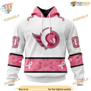 Custom IN OCTOBER WE WEAR PINK BREAST CANCER NHL Ottawa Senators Hoodie 3D