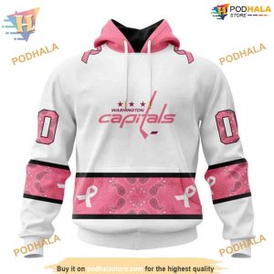 Custom IN OCTOBER WE WEAR PINK BREAST CANCER NHL Washington Capitals Hoodie 3D