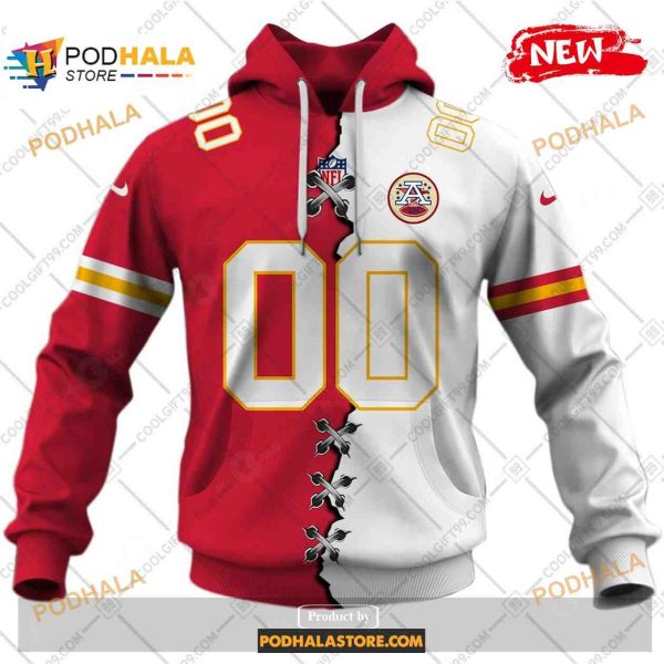 Custom Kansas City Chiefs Mix Jersey Special Design NFL Hoodie 3D