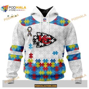 Custom Kansas City Chiefs Special Autism Puzzle Game White NFL Hoodie 3D