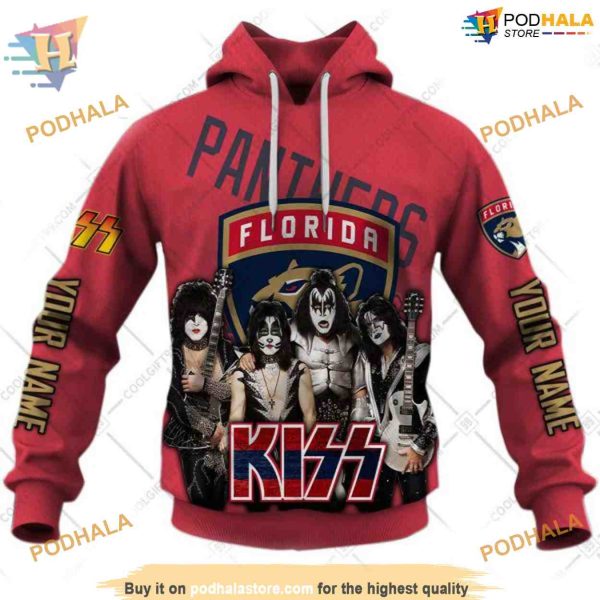 Custom Kiss Band Style NHL Florida Panthers Hoodie 3D Sweatshirt