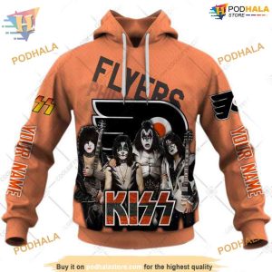 Custom Kiss Band Style NHL Philadelphia Flyers Hoodie 3D