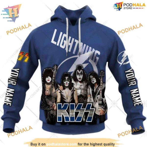 Custom Kiss Band Style NHL Tampa Bay Lightning Hoodie 3D