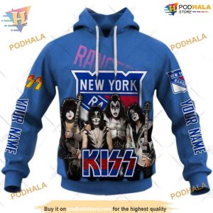 Custom Kiss Band V2 Style NHL New York Rangers Hoodie 3D