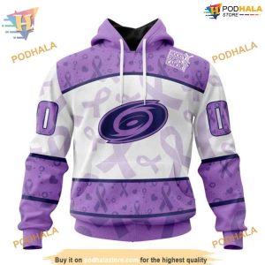 Custom Lavender Fight Cancer NHL Carolina Hurricanes Hoodie 3D Sweatshirt