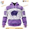 Custom Lavender Fight Cancer NHL Columbus Blue Jackets Hoodie 3D