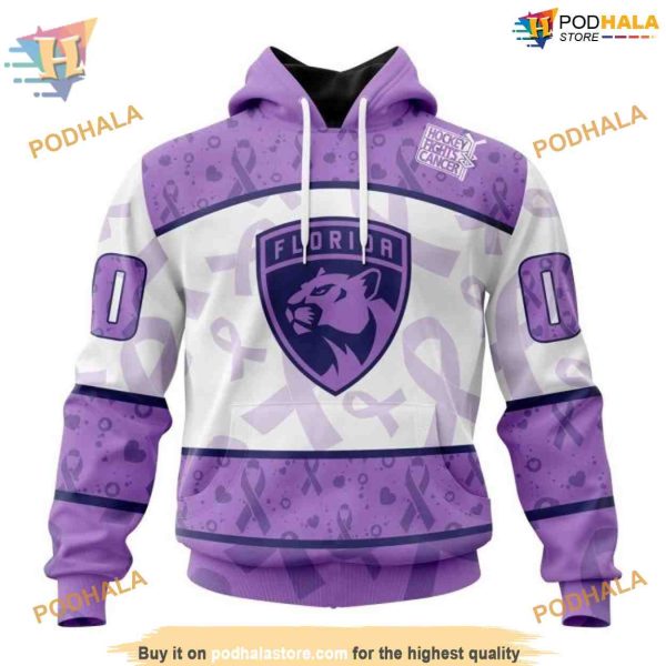 Custom Lavender Fight Cancer NHL Florida Panthers Hoodie 3D Sweatshirt