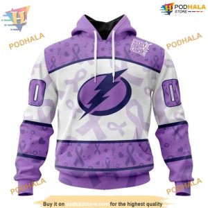 Custom Lavender Fight Cancer NHL Tampa Bay Lightning Hoodie 3D