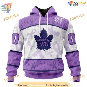 Custom Lavender Fight Cancer NHL Toronto Maple Leafs Hoodie 3D