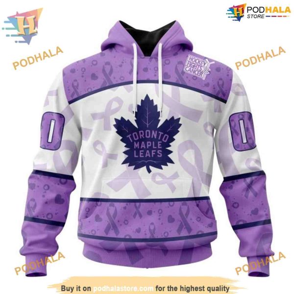 Custom Lavender Fight Cancer NHL Toronto Maple Leafs Hoodie 3D