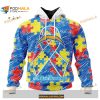 Custom Los Angeles Chargers Special Autism Puzzle Game Stripes Design NFL Hoodie 3D