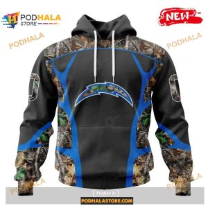 Custom Los Angeles Chargers Special Camo Hunting Black Design NFL Hoodie 3D