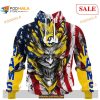 Custom Los Angeles Rams Demon Face American Flag Shirt NFL Hoodie 3D