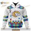 Custom Los Angeles Rams Special Autism Puzzle Game White NFL Hoodie 3D