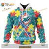 Custom Miami Dolphins Special Autism Puzzle Game Stripes Design NFL Hoodie 3D