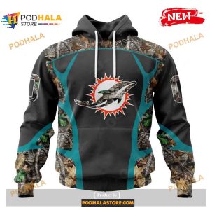 Custom Miami Dolphins Special Camo Hunting Black Design NFL Hoodie 3D