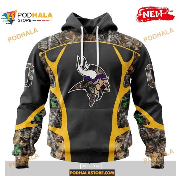 Custom Minnesota Vikings Special Camo Hunting Black Design NFL Hoodie 3D