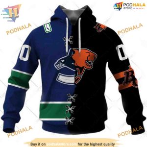 Custom Mix CFL BC Lions Jersey Style NHL Vancouver Canucks Hoodie 3D