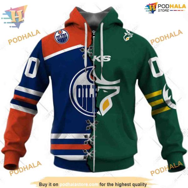 Custom Mix CFL Edmonton Elks NHL Edmonton Oilers Hoodie 3D