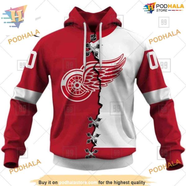 Custom Mix Jersey 2023 Style NHL Detroit Red Wings Hoodie 3D