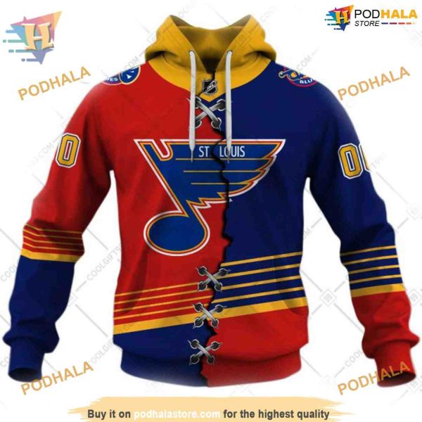 Custom Mix Retro Jersey Style NHL St. Louis Blues Hoodie 3D Sweatshirt