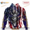 Custom NFL Baltimore Ravens Demon Face American Flag Shirt Hoodie 3D