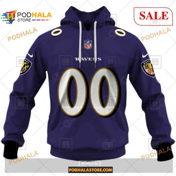 Custom NFL Baltimore Ravens Home Shirt Hoodie 3D