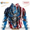 Custom NFL Detroit Lions Demon Face American Flag Shirt Hoodie 3D