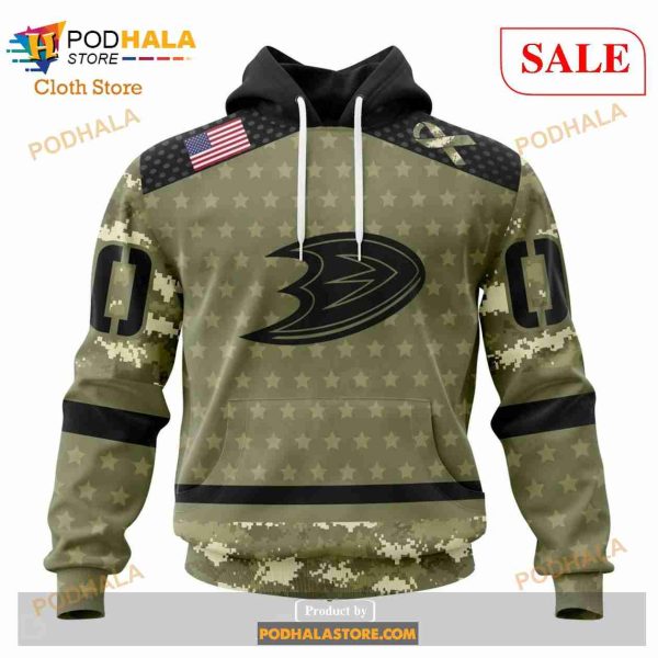 Custom NHL Anaheim Ducks Special Camo Military Appreciation Shirt Hoodie 3D