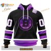 Custom NHL Boston Bruins Black Hockey Fights Cancer Shirt Hoodie 3D