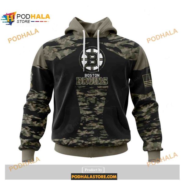 Custom NHL Boston Bruins Color Military Members Kits V5 Shirt Hoodie 3D