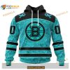 Custom NHL Boston Bruins Fight Ovarian Cancer Shirt Hoodie 3D