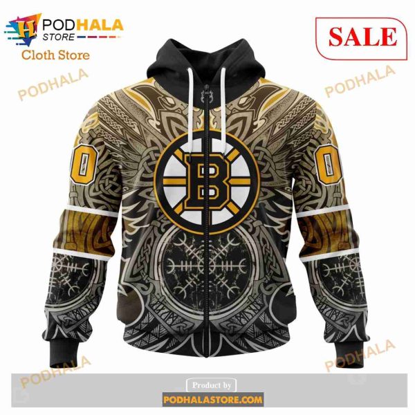 Custom NHL Boston Bruins Norse Viking Symbols Shirt Hoodie 3D