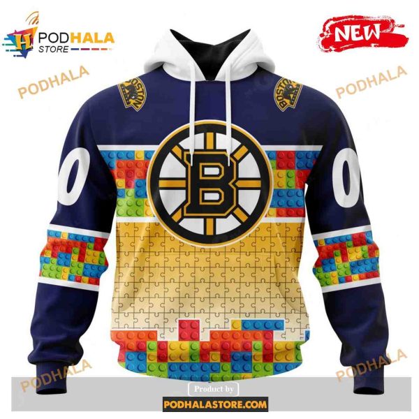 Custom NHL Boston Bruins Puzzle Game Gradients Full Color Shirt Hoodie 3D