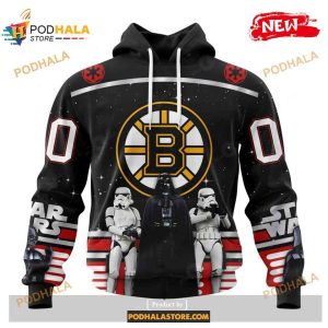 Custom NHL Boston Bruins Star Wars Black Design Shirt Hoodie 3D