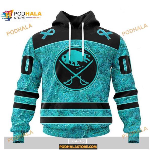 Custom NHL Buffalo Sabres Fight Ovarian Cancer Shirt Hoodie 3D