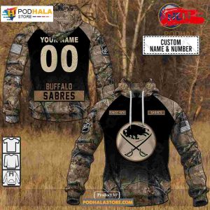 Custom NHL Buffalo Sabres Hunting Camouflage Design Hoodie Sweatshirt Shirt 3D