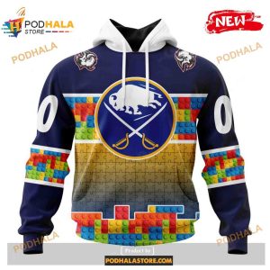 Custom NHL Buffalo Sabres Puzzle Game Gradients Full Color Shirt Hoodie 3D