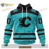 Custom NHL Calgary Flames Fight Ovarian Cancer Shirt Hoodie 3D