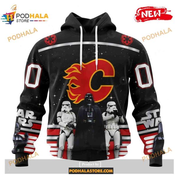 Custom NHL Calgary Flames Star Wars Black Design Shirt Hoodie 3D